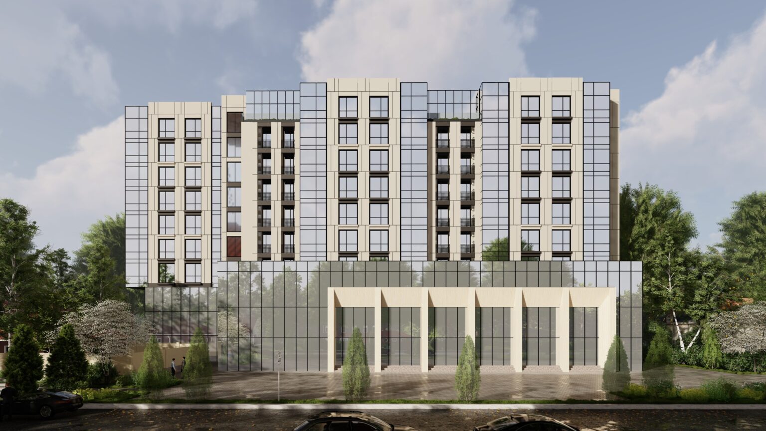 ATLET RESIDENCE – vedere frontală, str. V. Belinski 4, Chișinău
