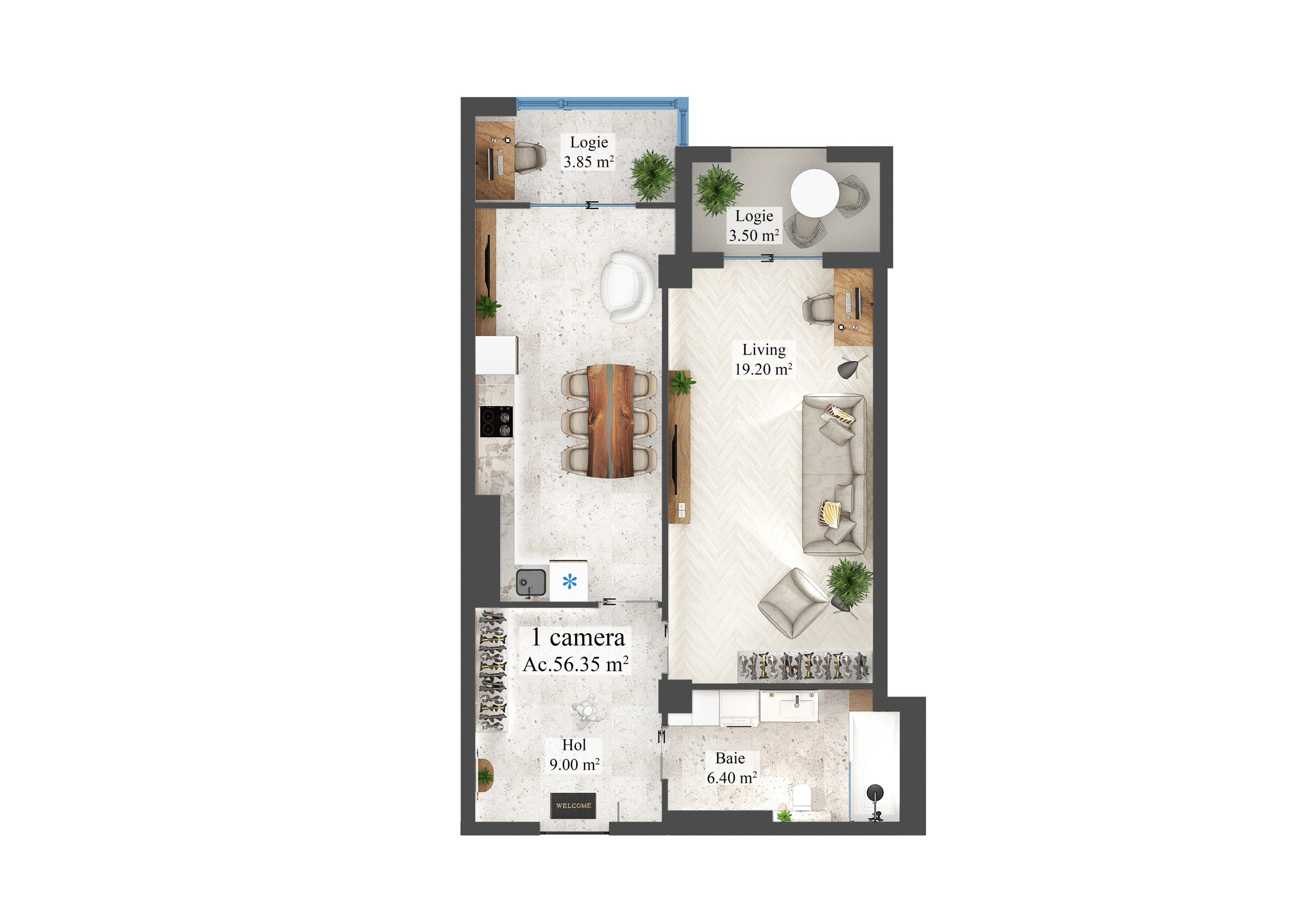 Planimetria apartamentului 109