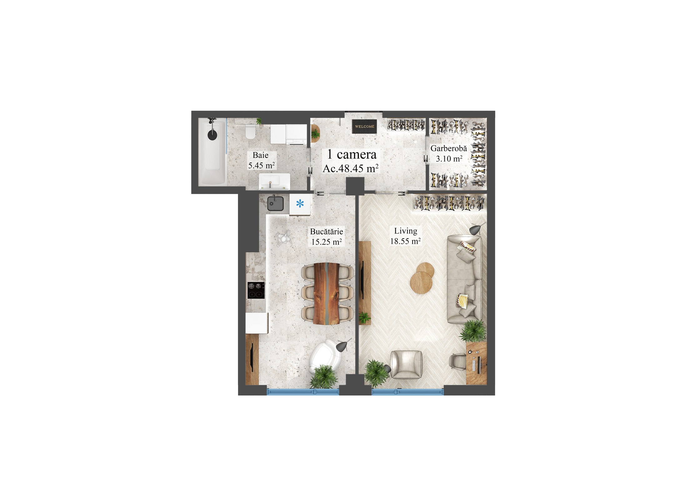 Planimetria apartamentului 107