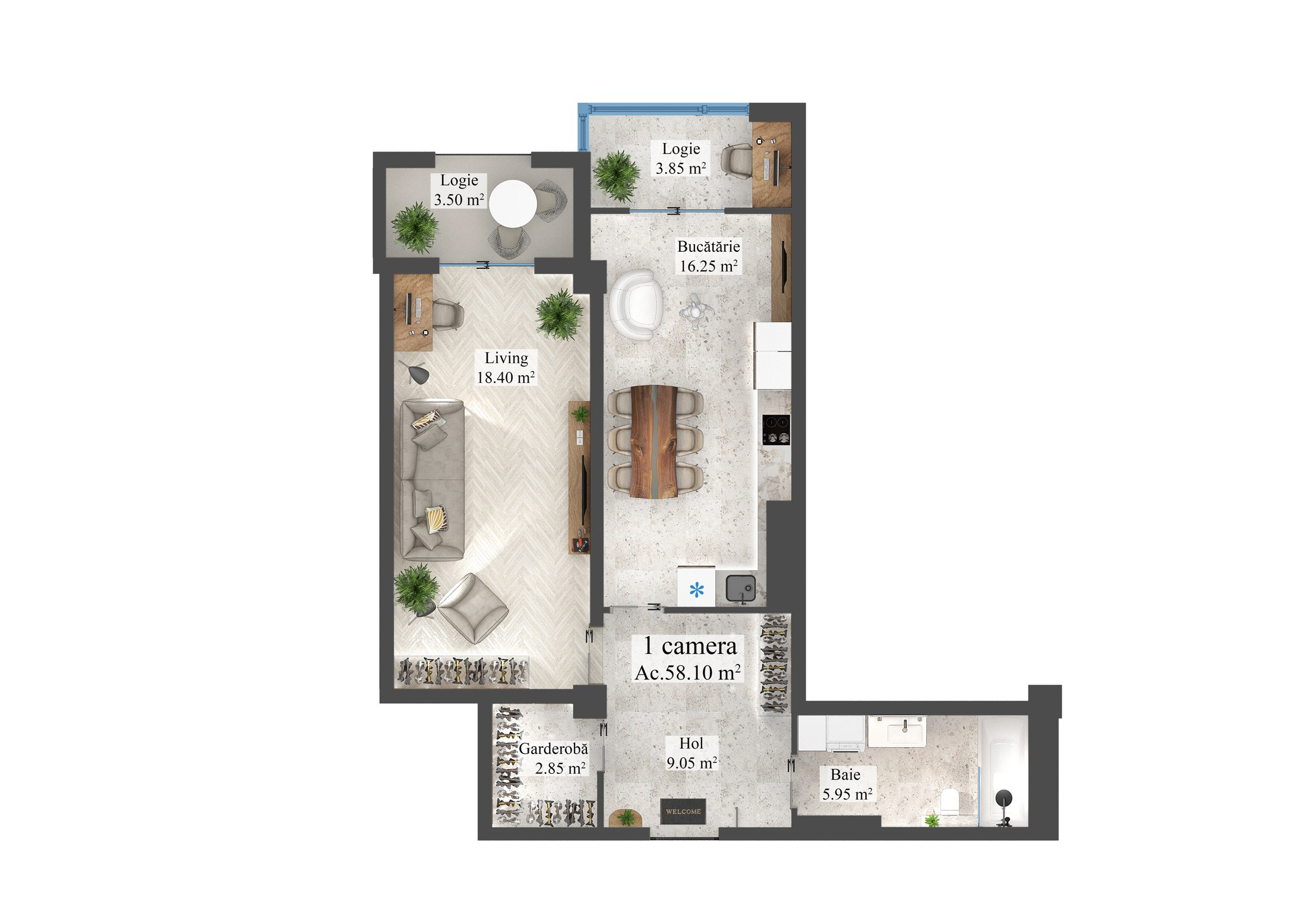 Planimetria apartamentului 105