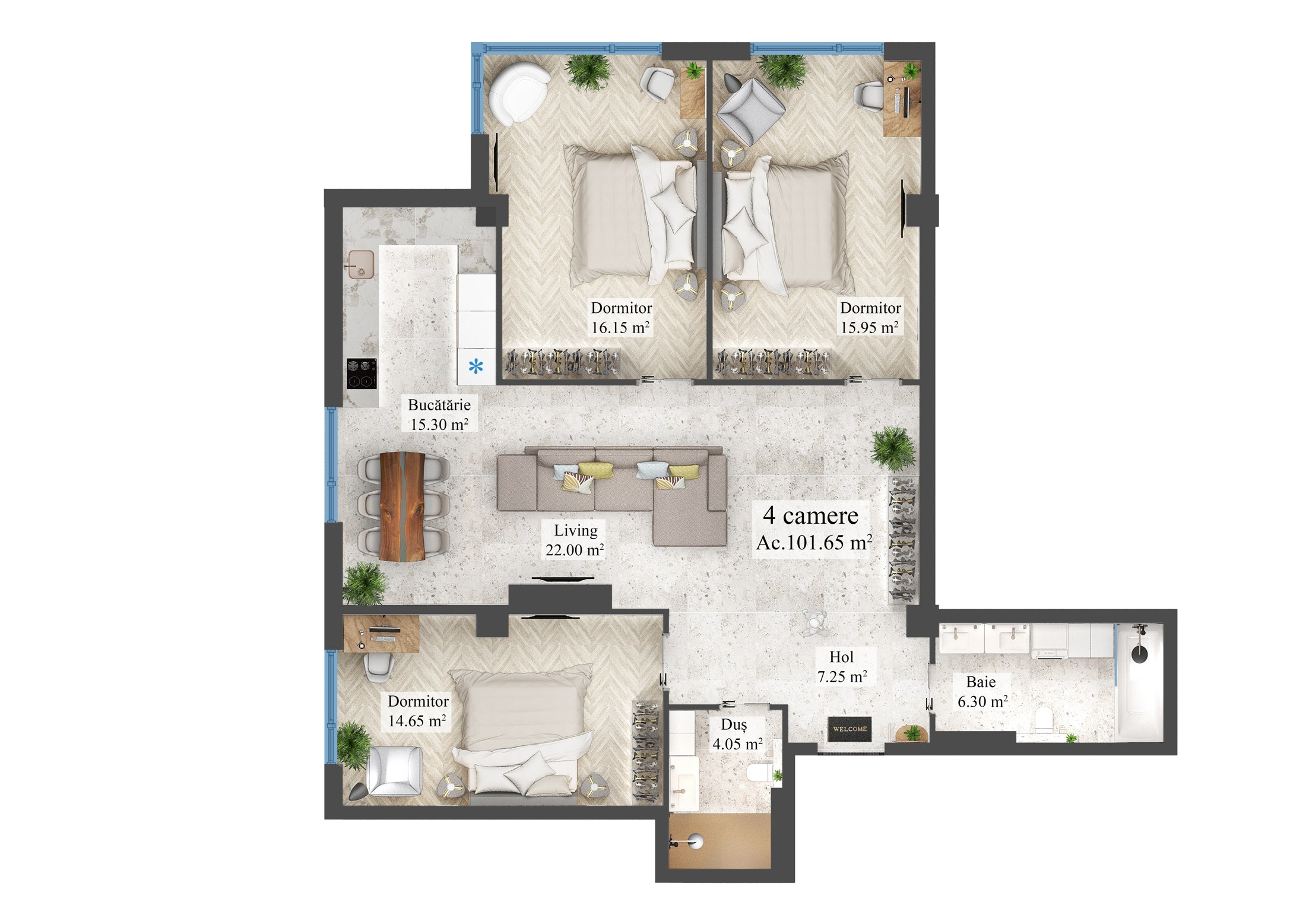 Planimetria apartamentului 103