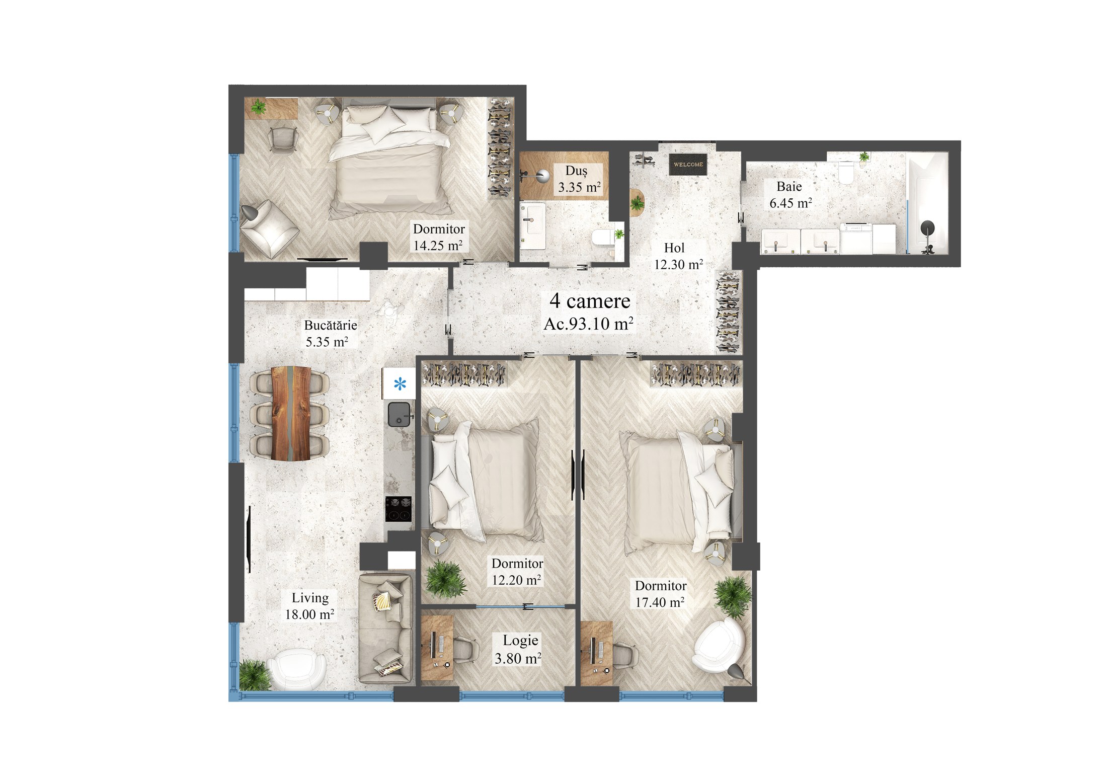 Planimetria apartamentului 102