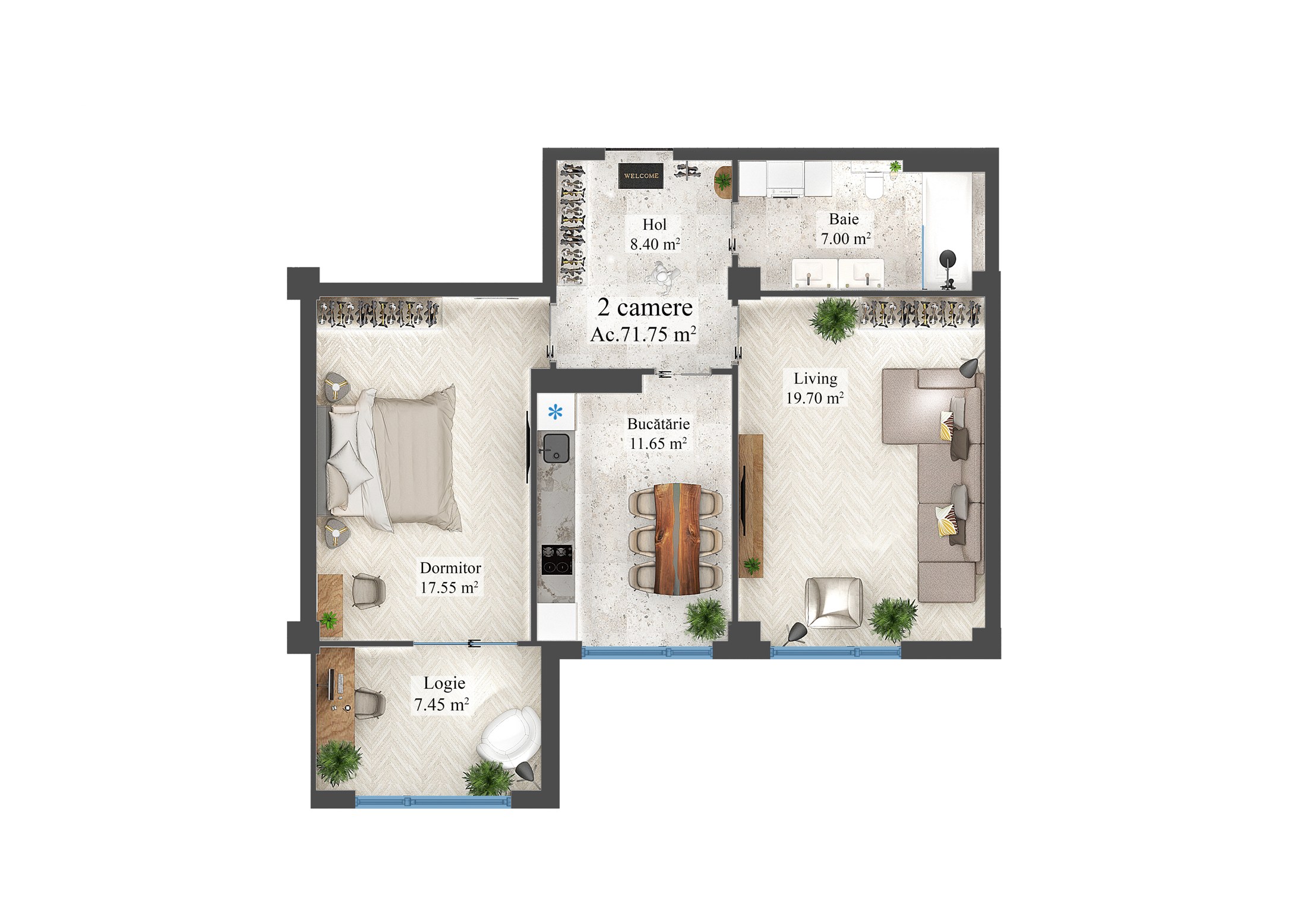 Planimetria apartamentului 101