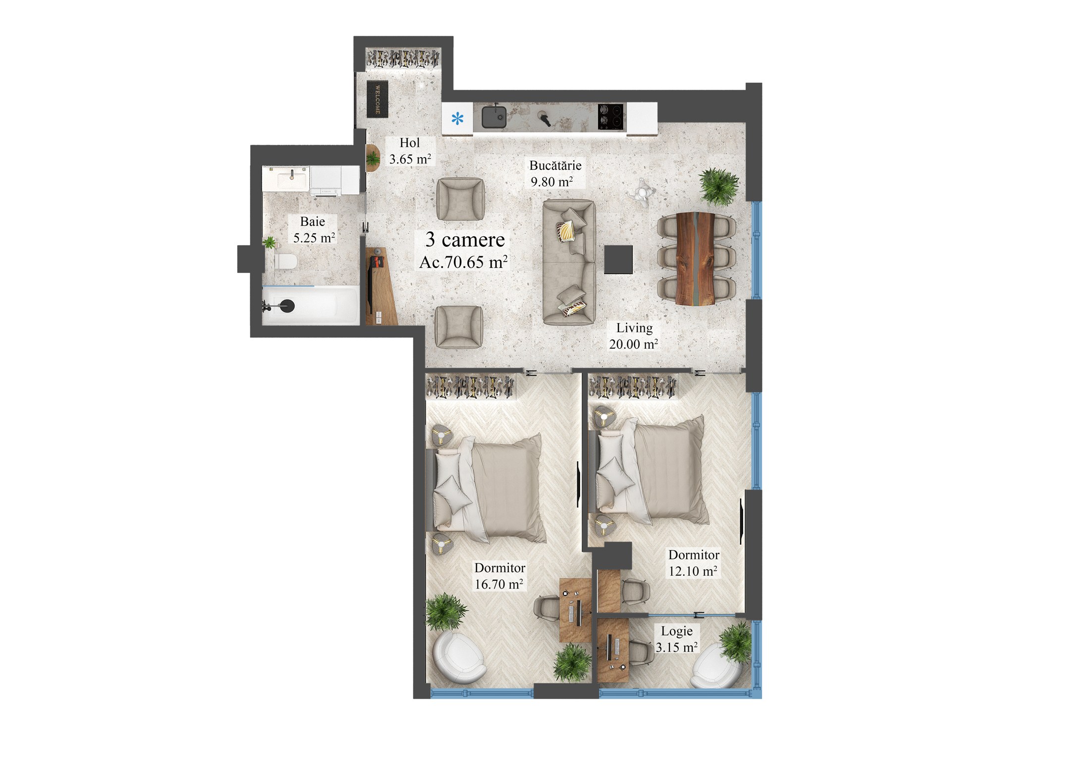 Planimetria apartamentului 112