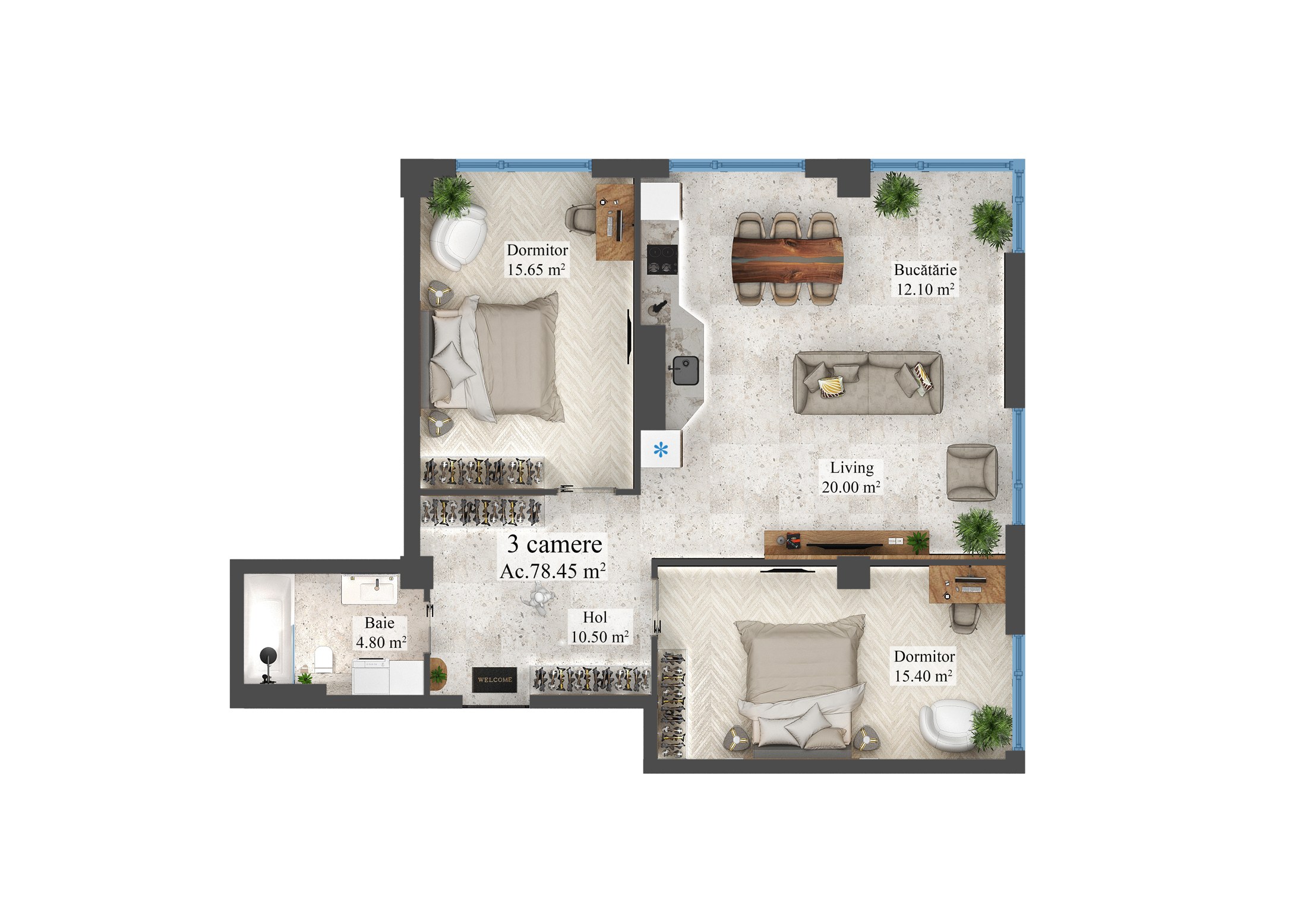 Planimetria apartamentului 111